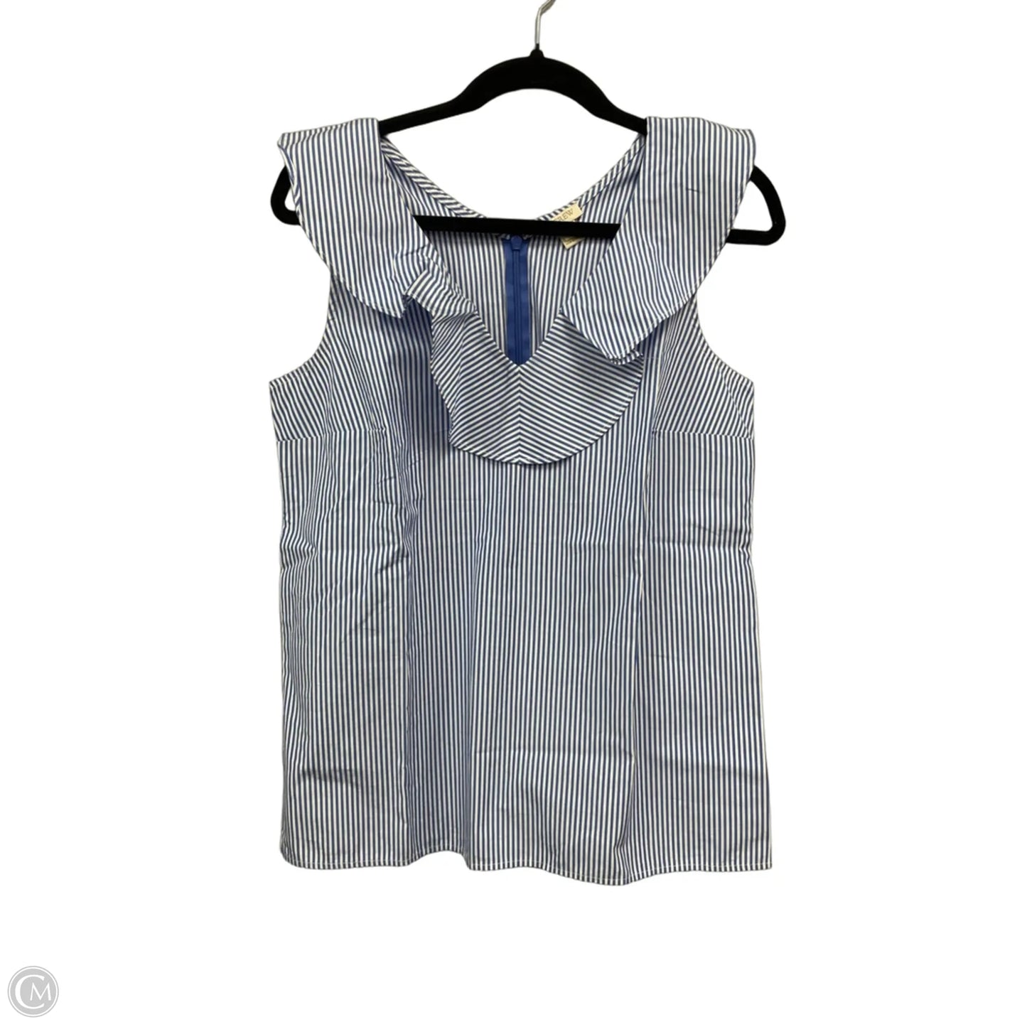 Blouse Sleeveless By J. Crew In Blue & White, Size: 4
