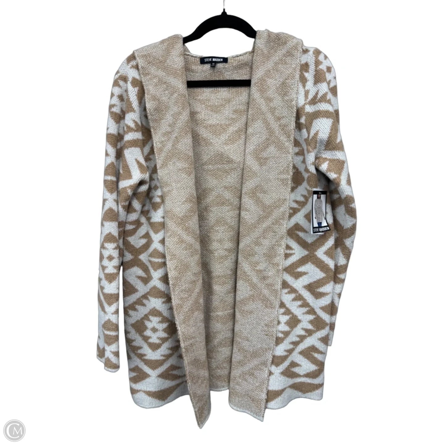 Sweater Cardigan By Steve Madden In Tan & White, Size: M