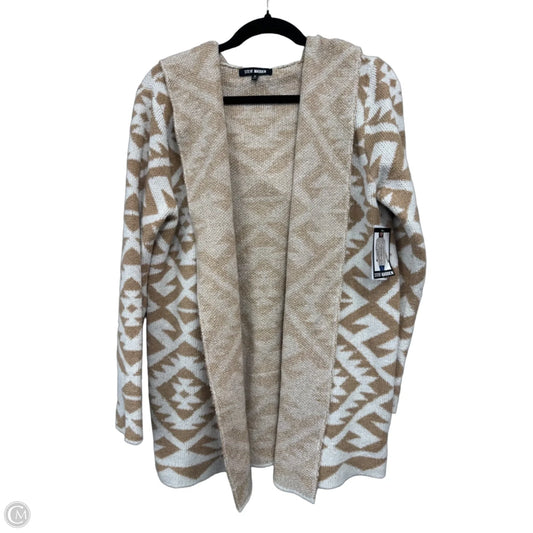 Sweater Cardigan By Steve Madden In Tan & White, Size: M