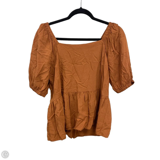 Blouse Short Sleeve By Loft In Brown, Size: S