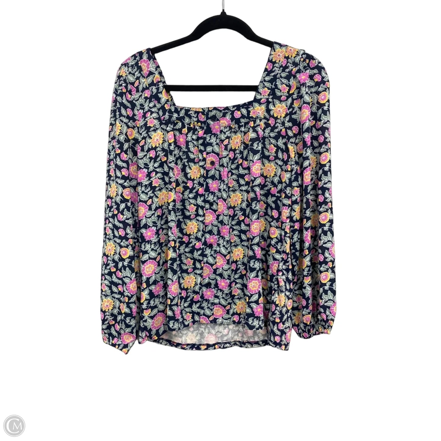 Blouse Long Sleeve By Loft In Blue & Green, Size: S