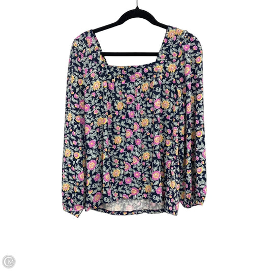 Blouse Long Sleeve By Loft In Blue & Green, Size: S