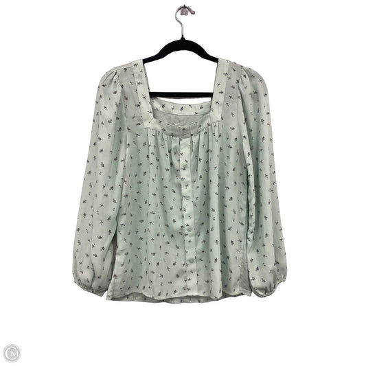 Blouse Long Sleeve By Loft In Green & White, Size: S