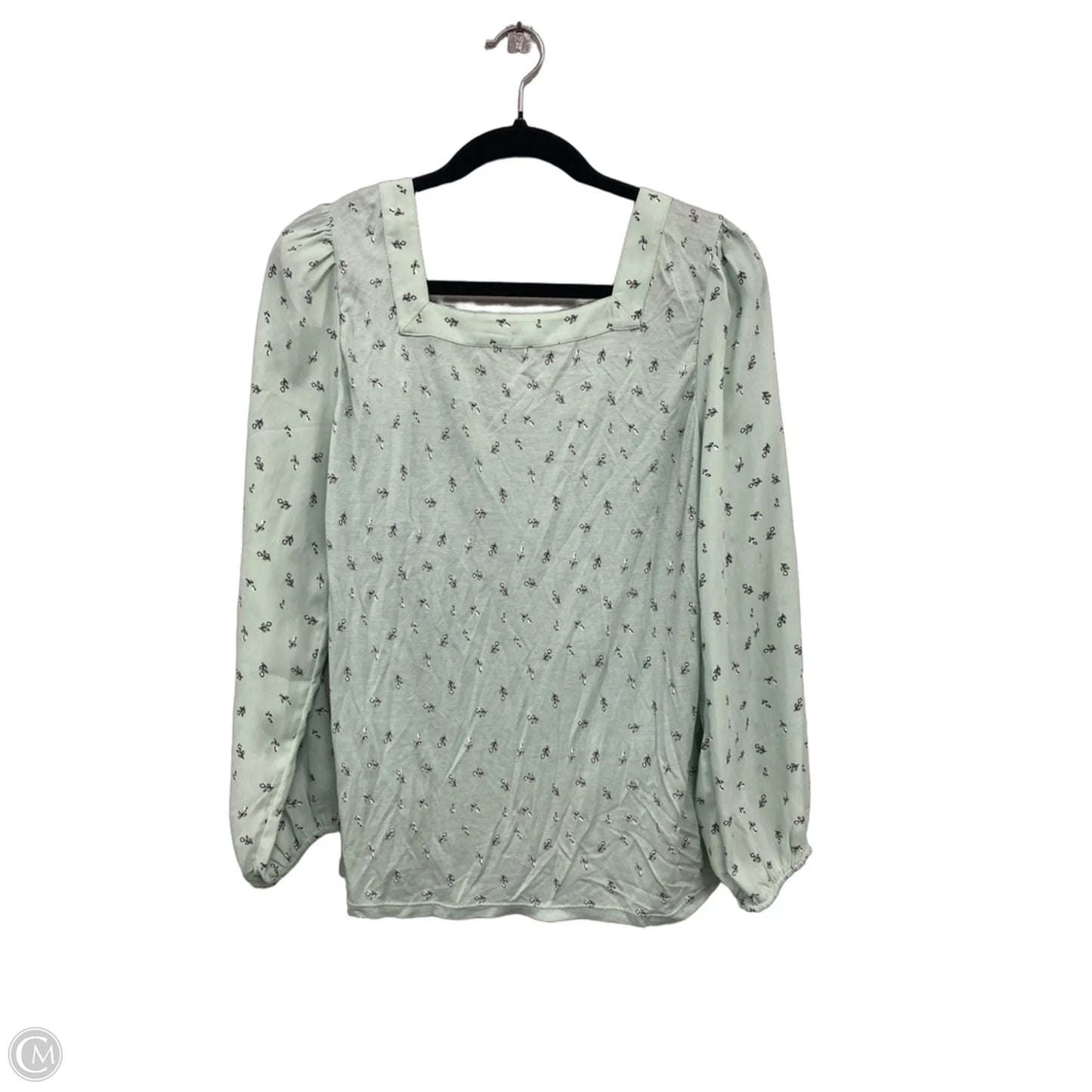 Blouse Long Sleeve By Loft In Green & White, Size: S