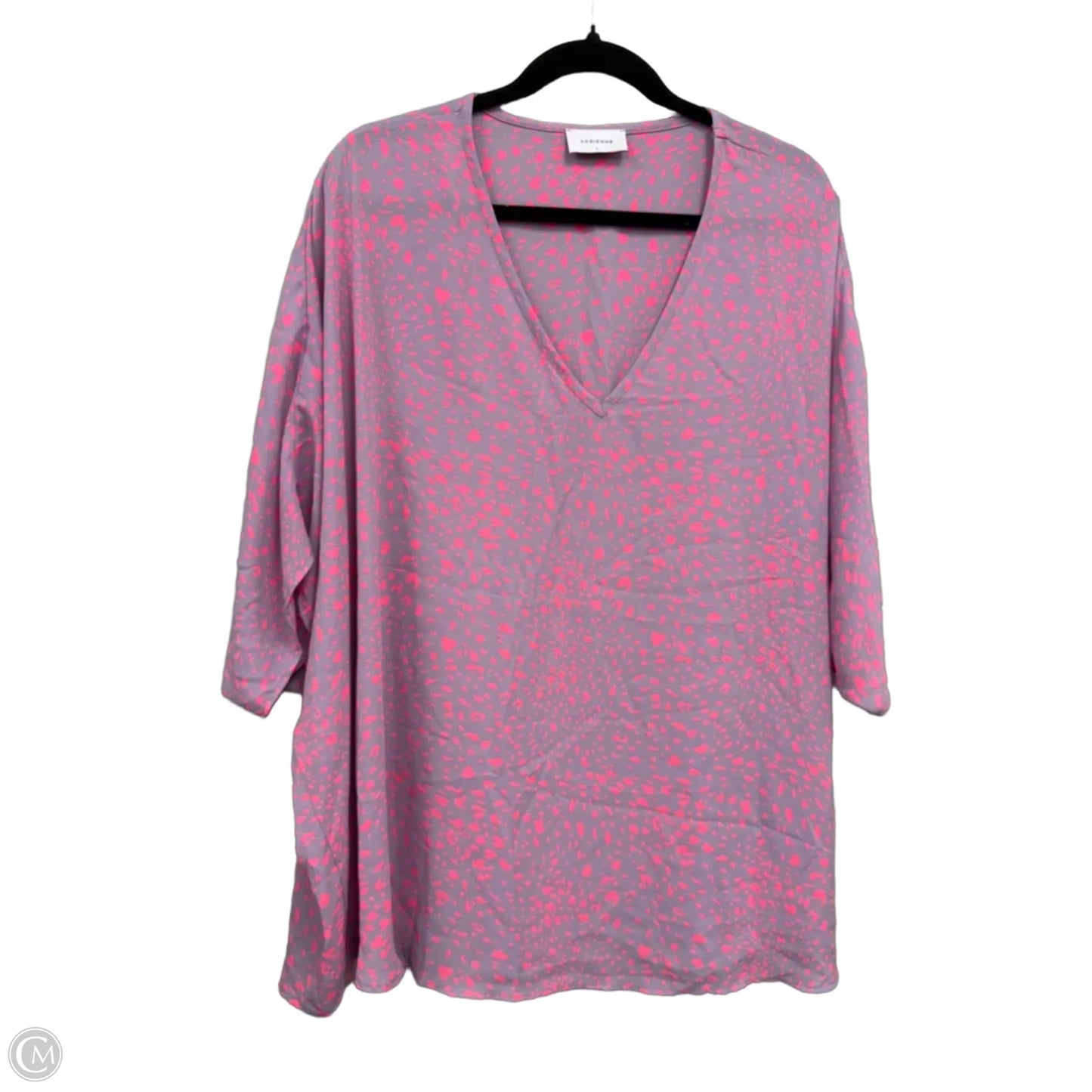 Blouse Short Sleeve By Adrienne In Pink & Purple, Size: L