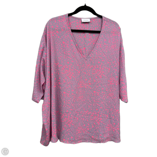 Blouse Short Sleeve By Adrienne In Pink & Purple, Size: L