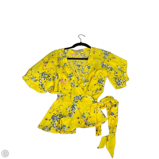 Blouse Short Sleeve By Loft In Blue & Yellow, Size: Xxsp