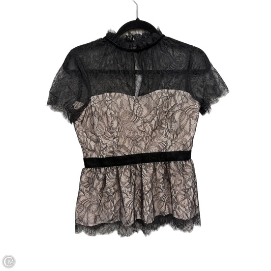 Blouse Short Sleeve By White House Black Market In Black & Cream, Size: 2p