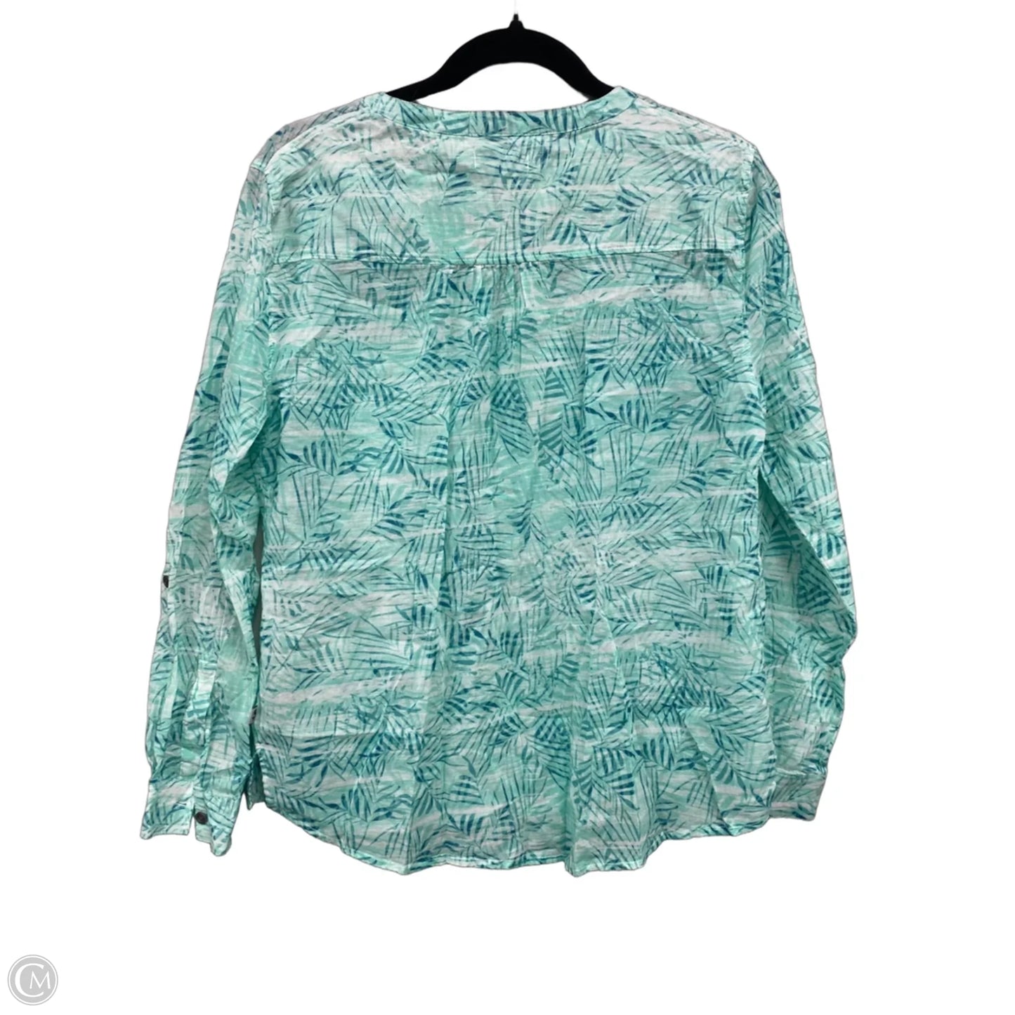 Blouse Long Sleeve By Clothes Mentor In Green & White, Size: S
