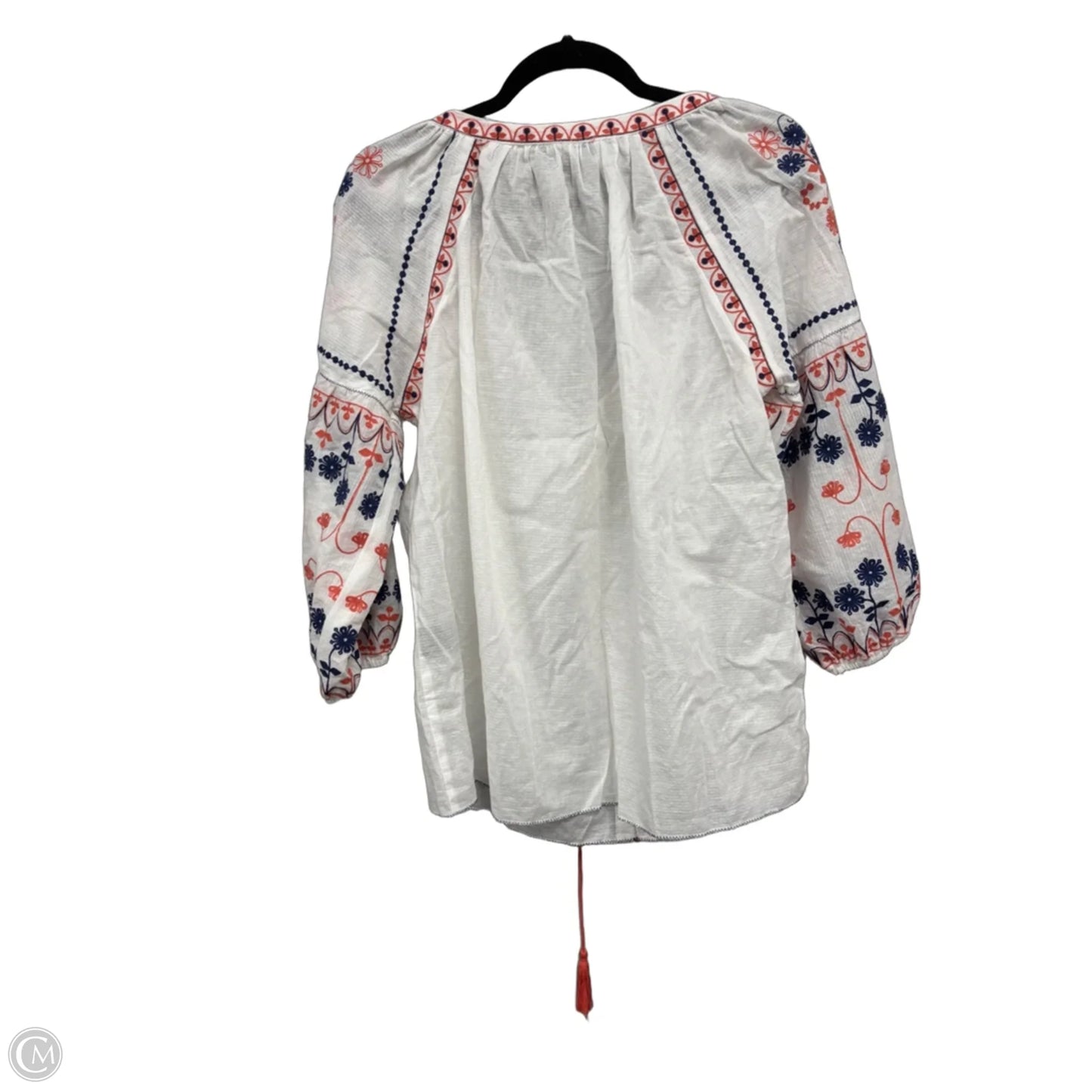 Blouse Long Sleeve By Max Edition In Orange & White, Size: Xl