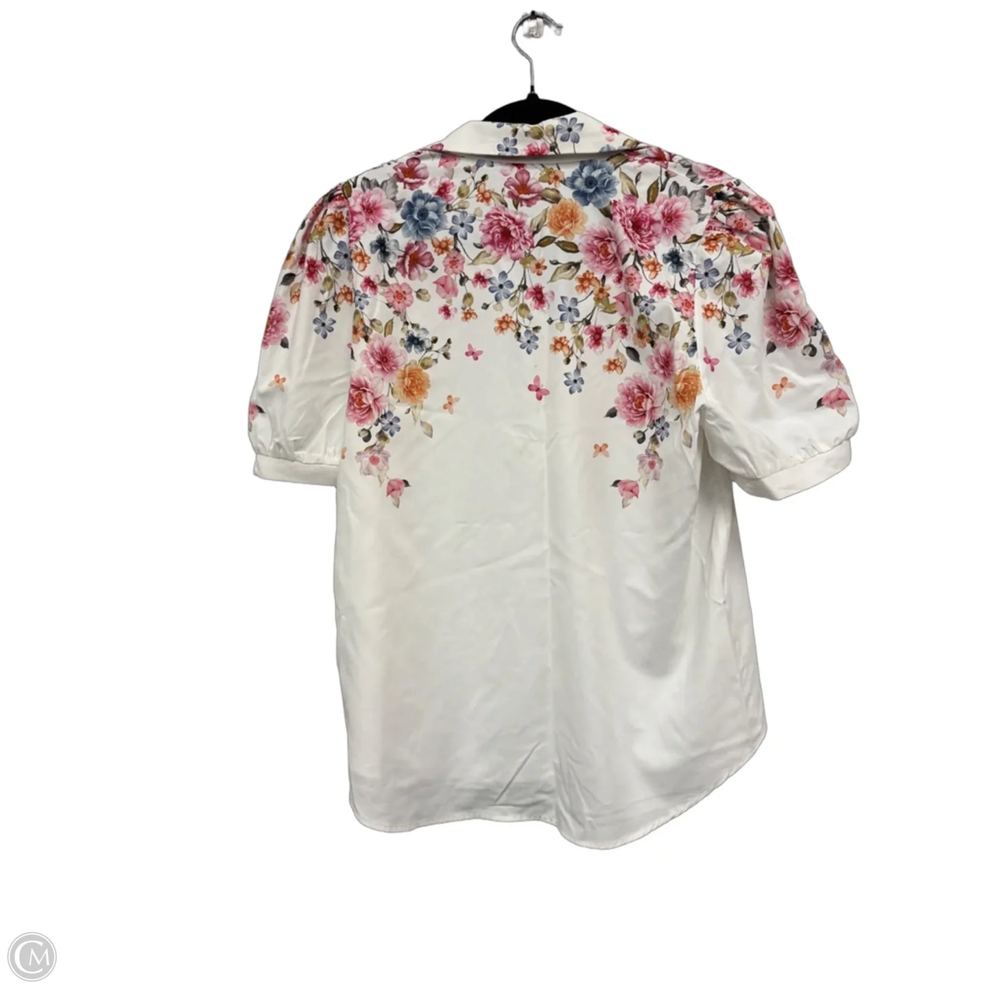Blouse Short Sleeve By Emery Rose In Pink & White, Size: Xl
