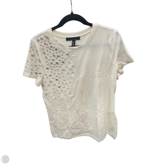 Top Short Sleeve By White House Black Market In Silver & White, Size: M