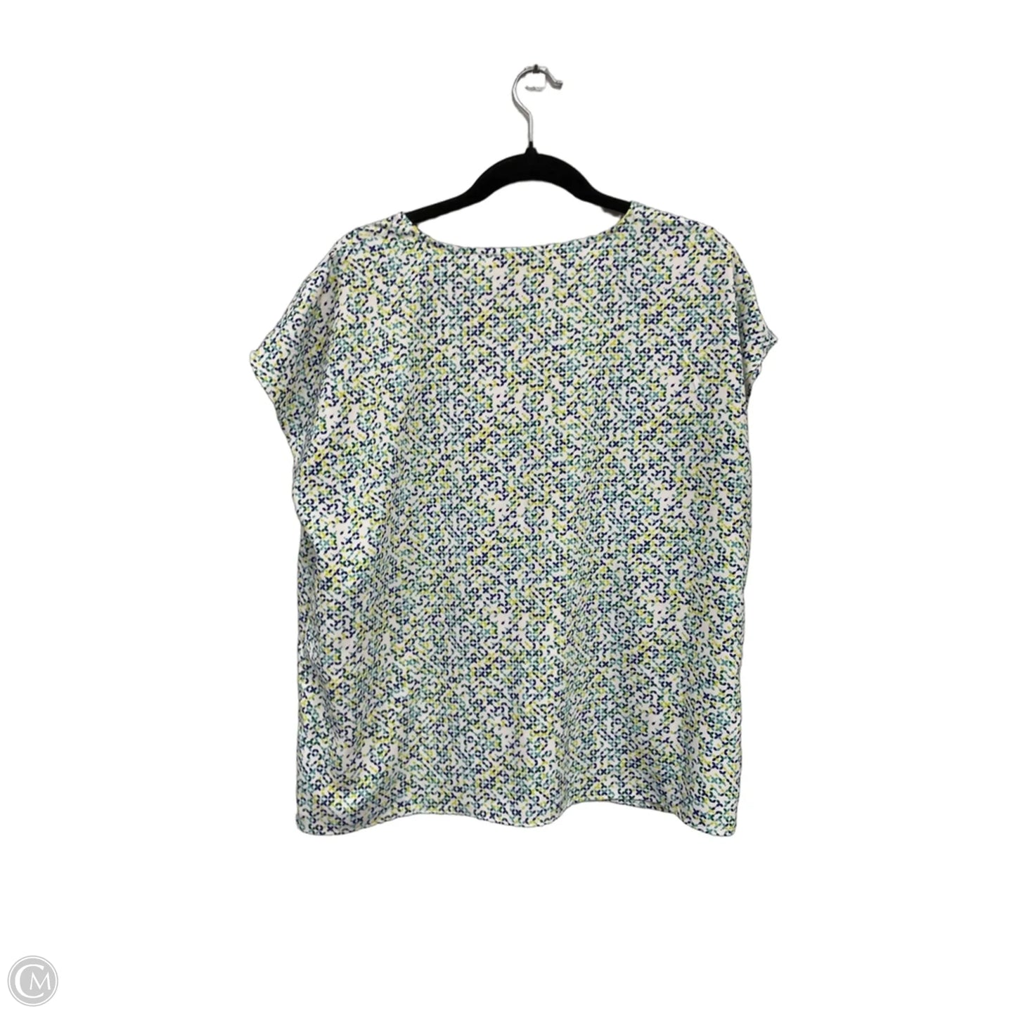 Blouse Short Sleeve By Hilary Radley In Green & Yellow, Size: L