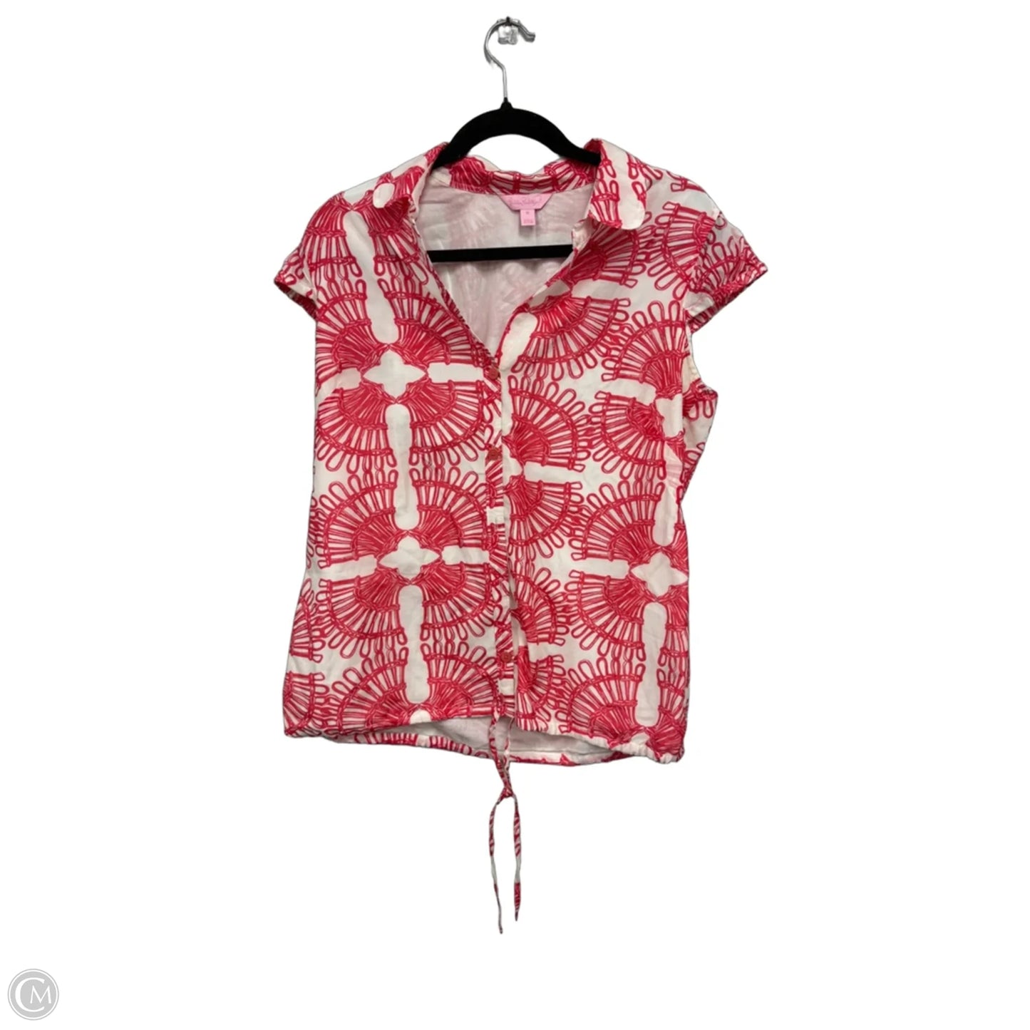 Top Sleeveless Designer By Lilly Pulitzer In Pink & White, Size: 10