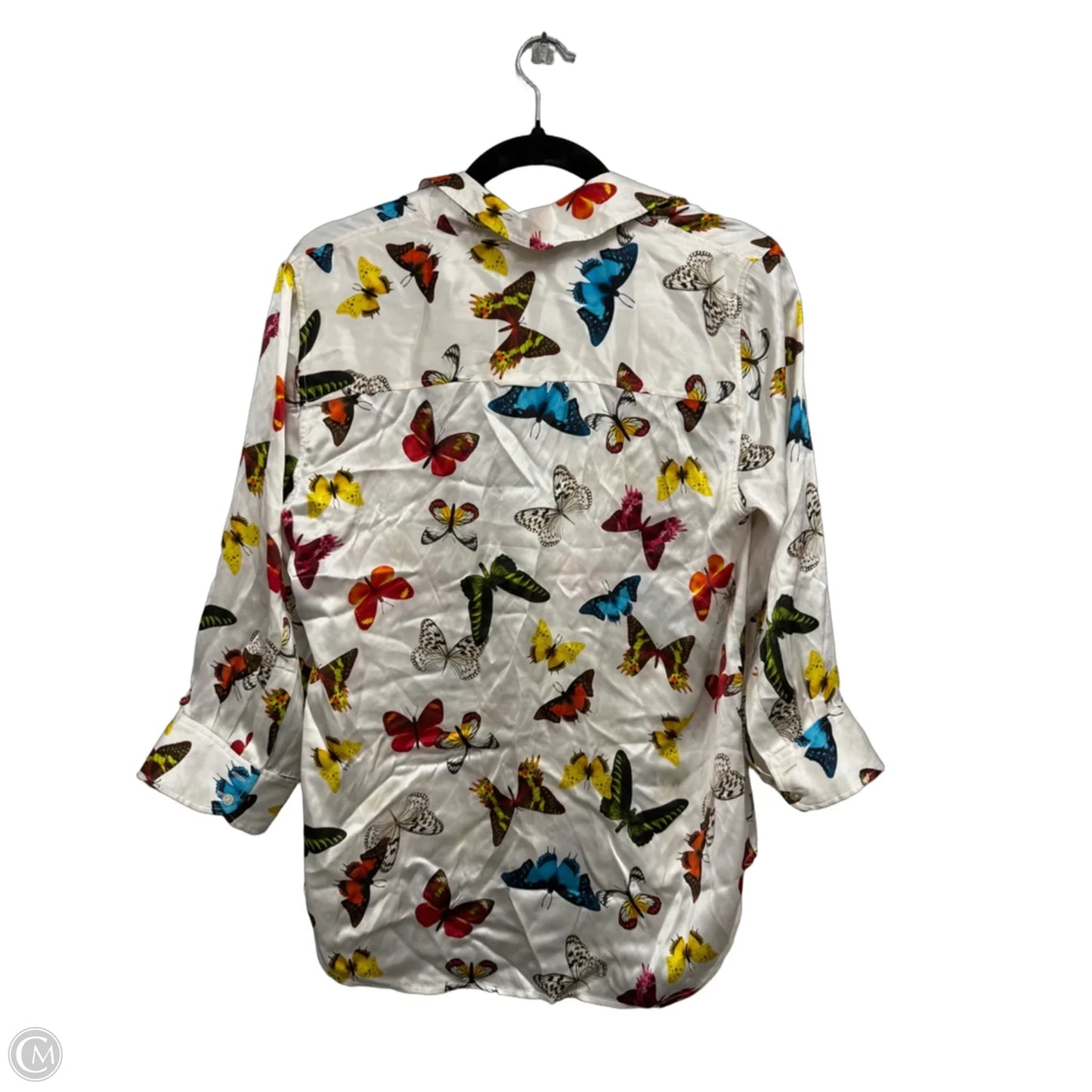 Blouse Long Sleeve By L Agence In Blue & Cream, Size: M