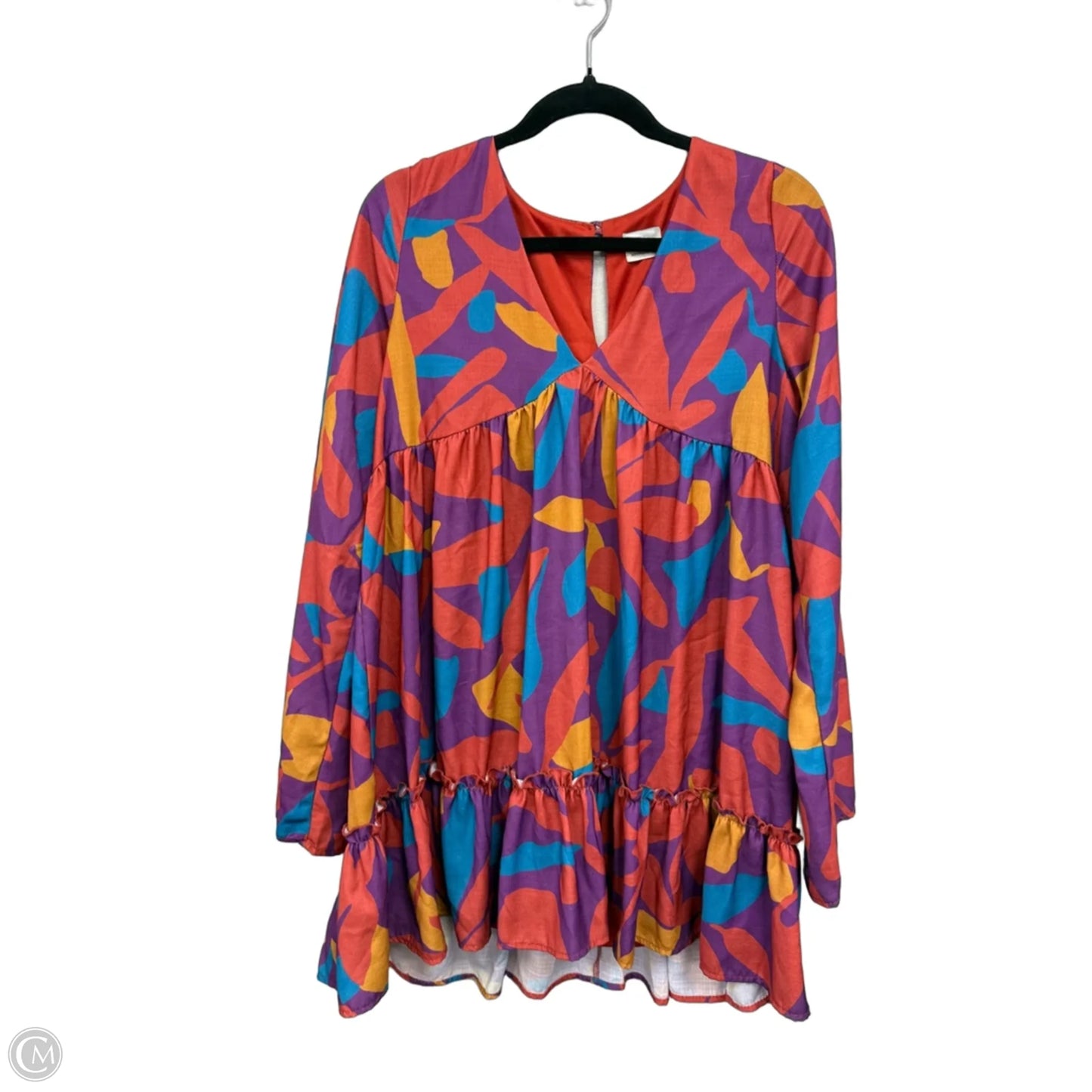Dress Casual Short By Peach Love Cream California In Orange & Purple, Size: M
