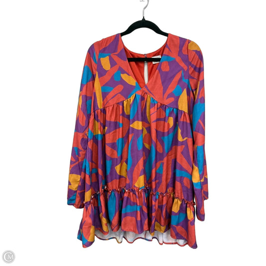 Dress Casual Short By Peach Love Cream California In Orange & Purple, Size: M