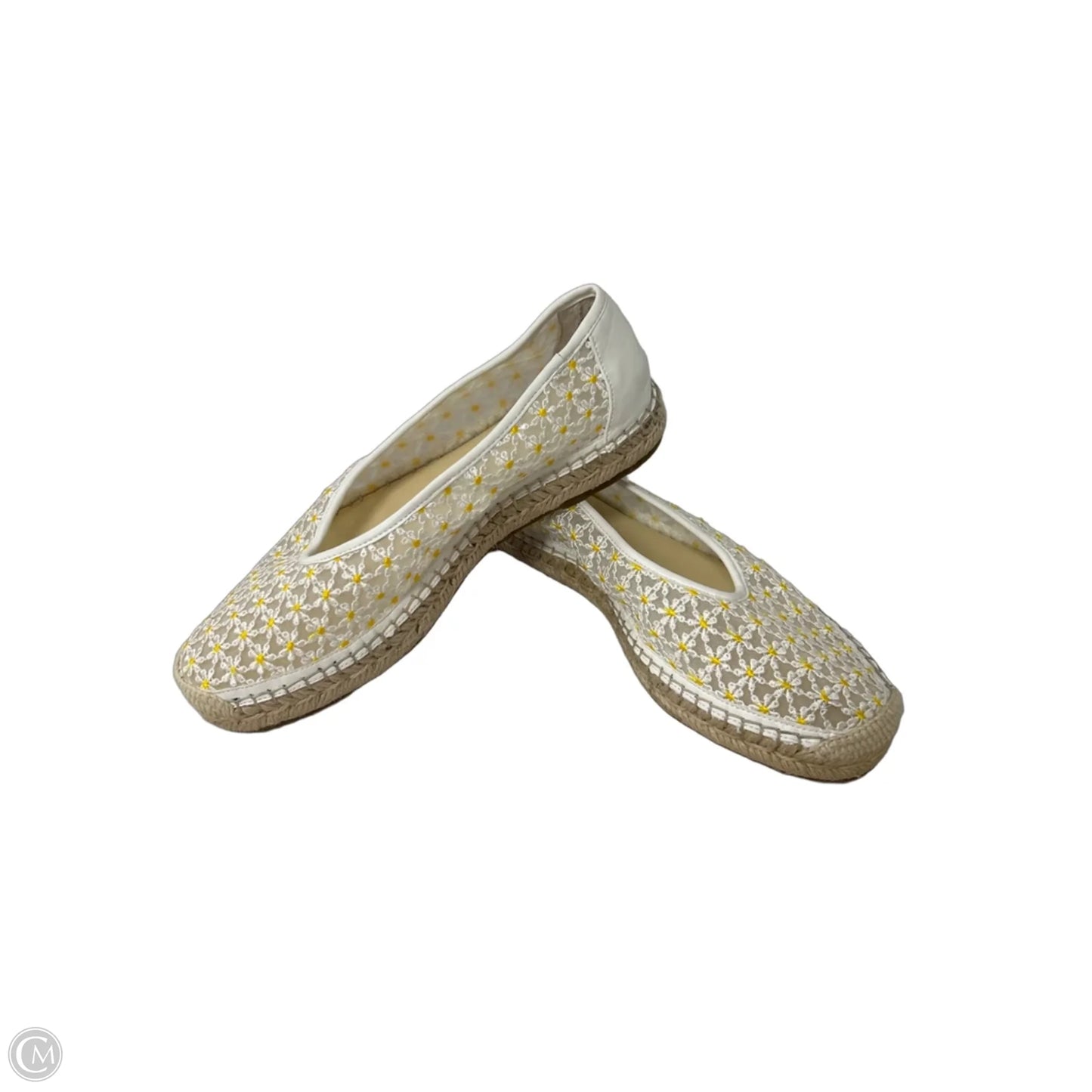 Shoes Flats By Jessica Simpson In White & Yellow, Size: 9.5