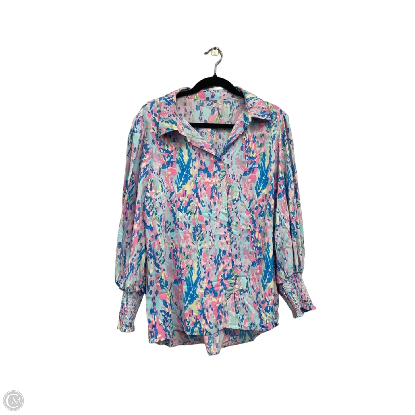 Blouse Long Sleeve By Clothes Mentor In Blue & Pink, Size: L