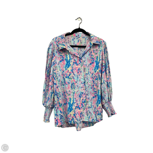 Blouse Long Sleeve By Clothes Mentor In Blue & Pink, Size: L
