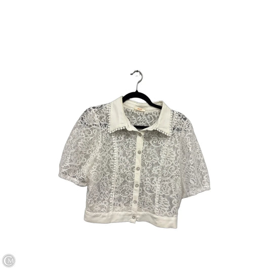 Blouse Short Sleeve By Peach In White, Size: L
