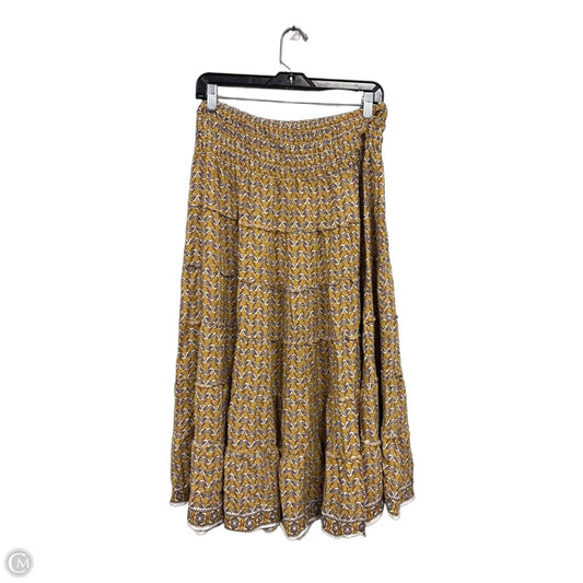 Skirt Midi By Max Studio In Brown & Yellow, Size: L