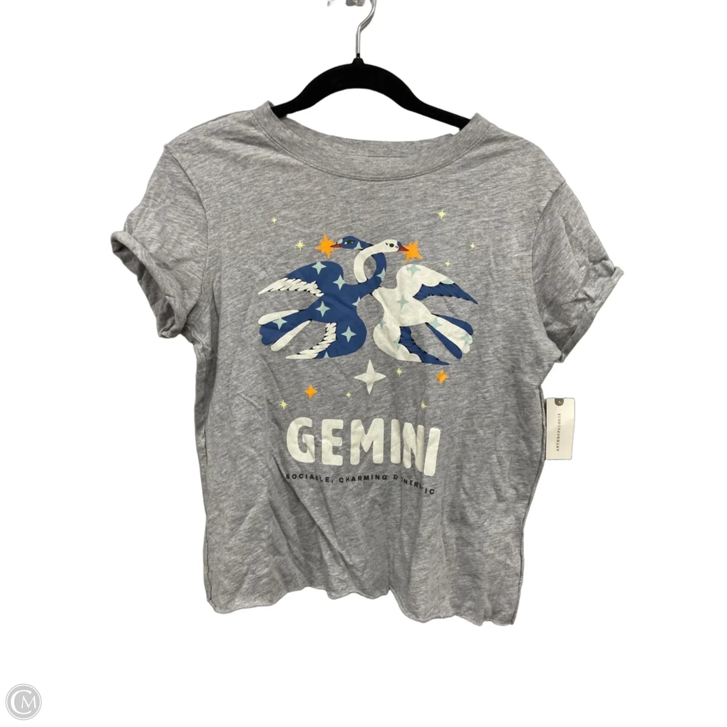 Top Short Sleeve By Anthropologie In Blue & Grey, Size: Xs