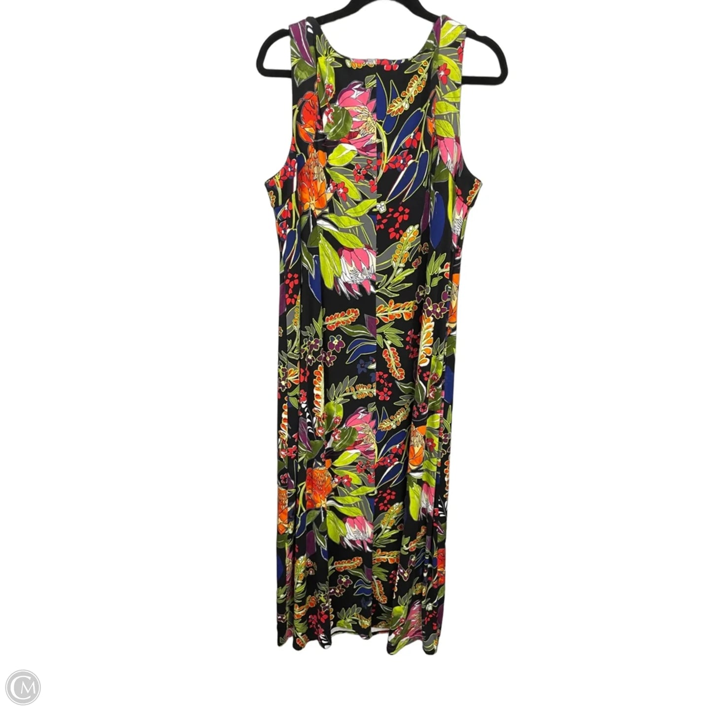Dress Casual Maxi By Chicos In Black & Green, Size: Xl