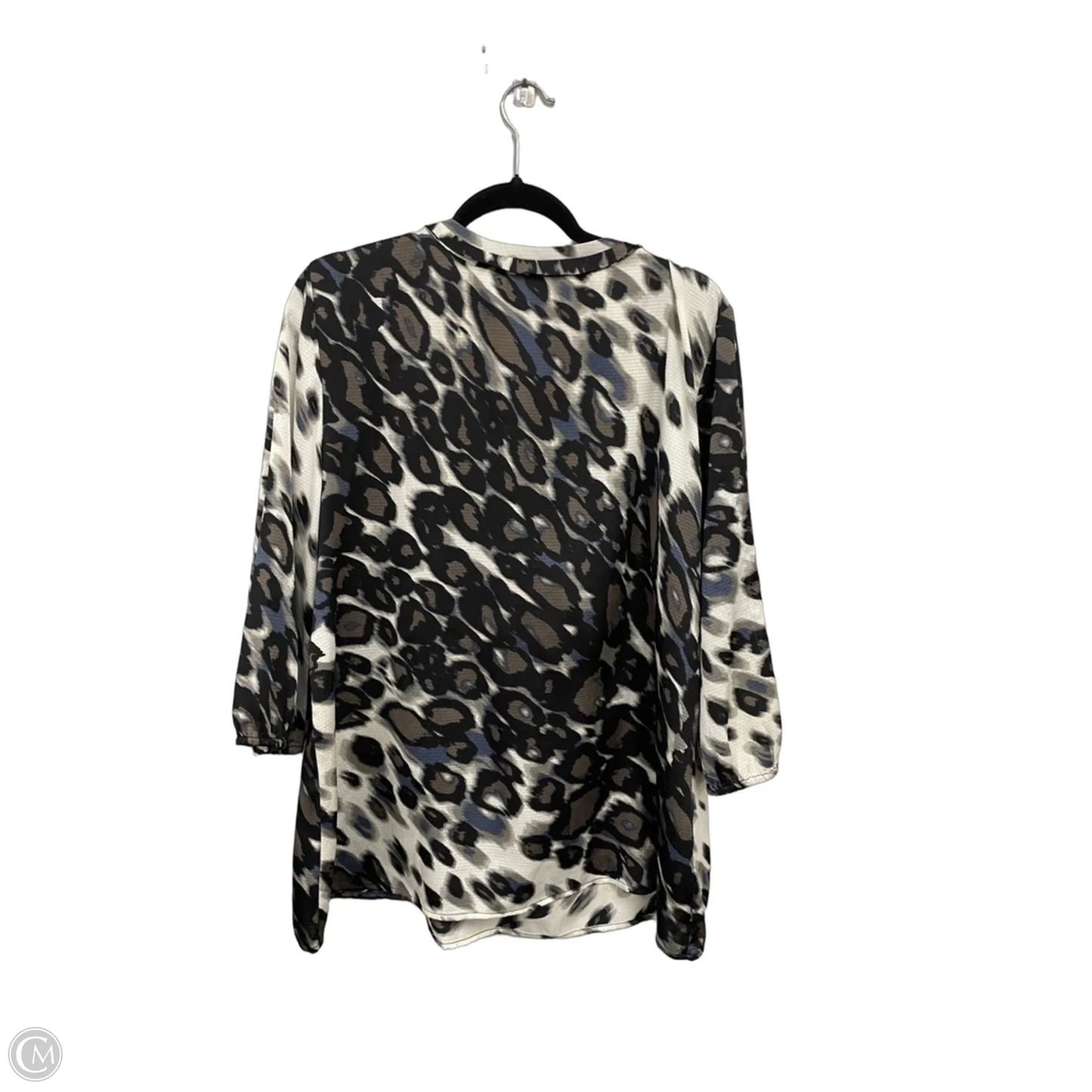 Blouse 3/4 Sleeve By Chicos In Black & Brown, Size: Xl