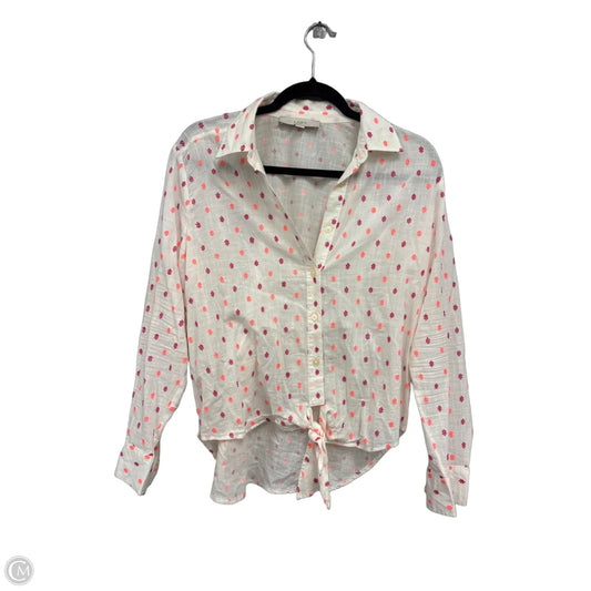 Top Long Sleeve By Loft In Cream & Pink, Size: S