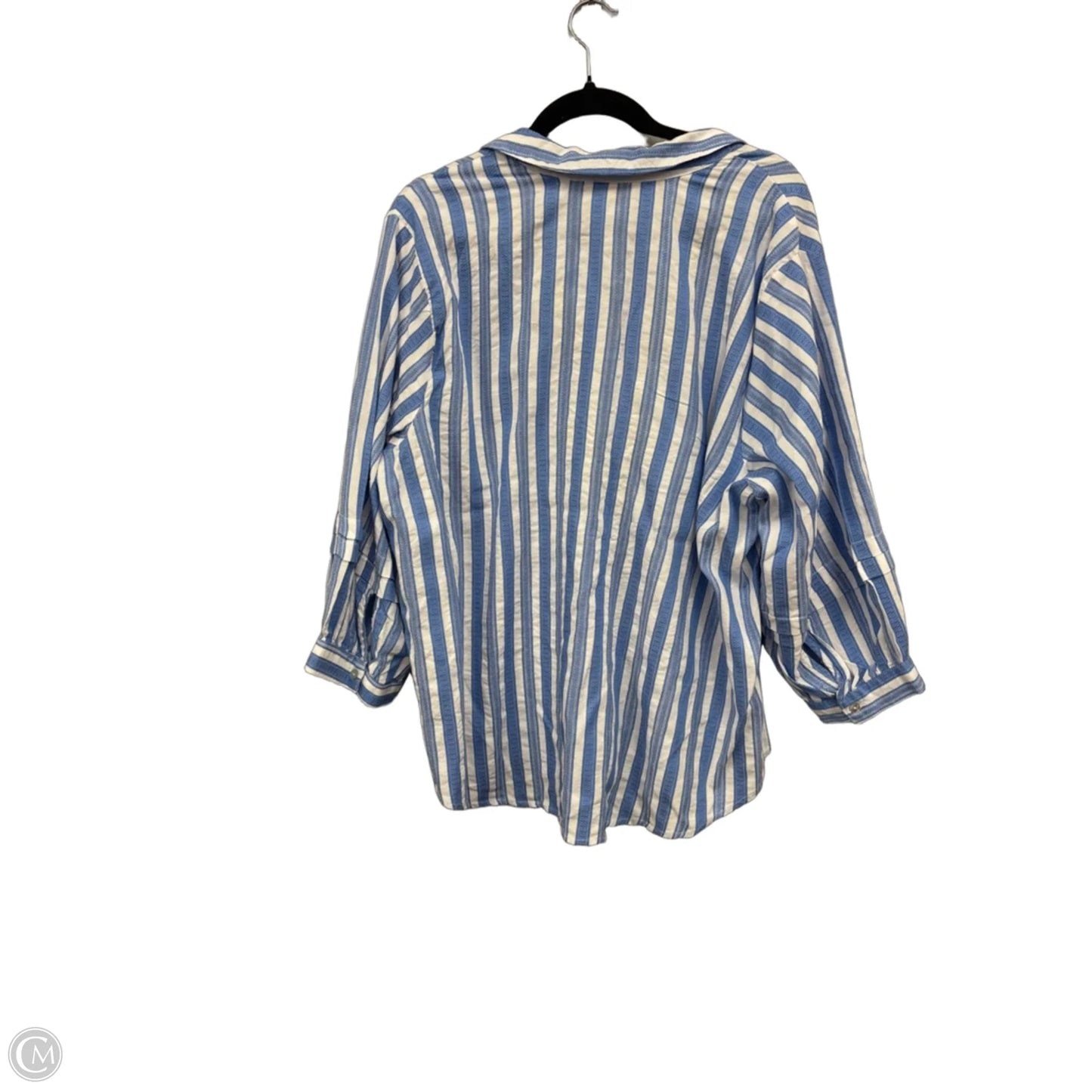 Blouse Long Sleeve By Ruby Rd In Blue & White, Size: 2x