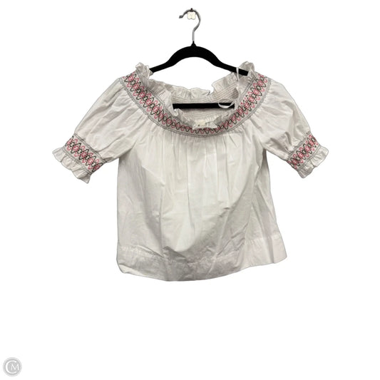 Blouse Short Sleeve By Lou And Grey In Pink & White, Size: S