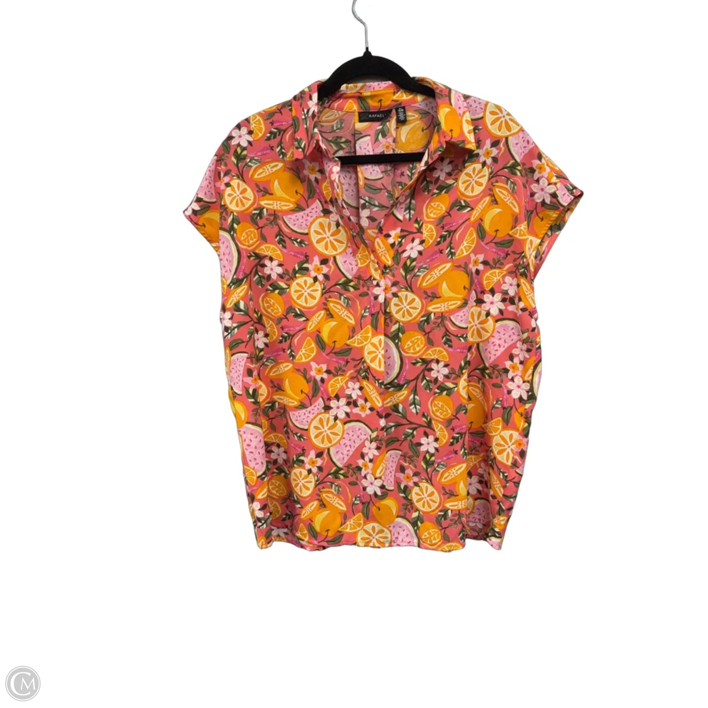 Blouse Short Sleeve By Rafaella In Orange & Pink, Size: Xl
