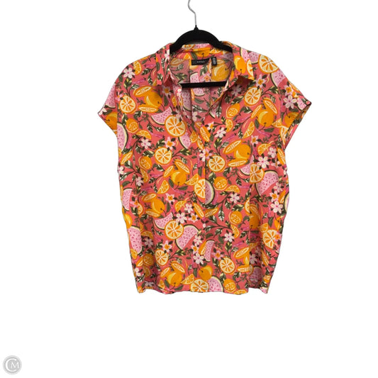 Blouse Short Sleeve By Rafaella In Orange & Pink, Size: Xl