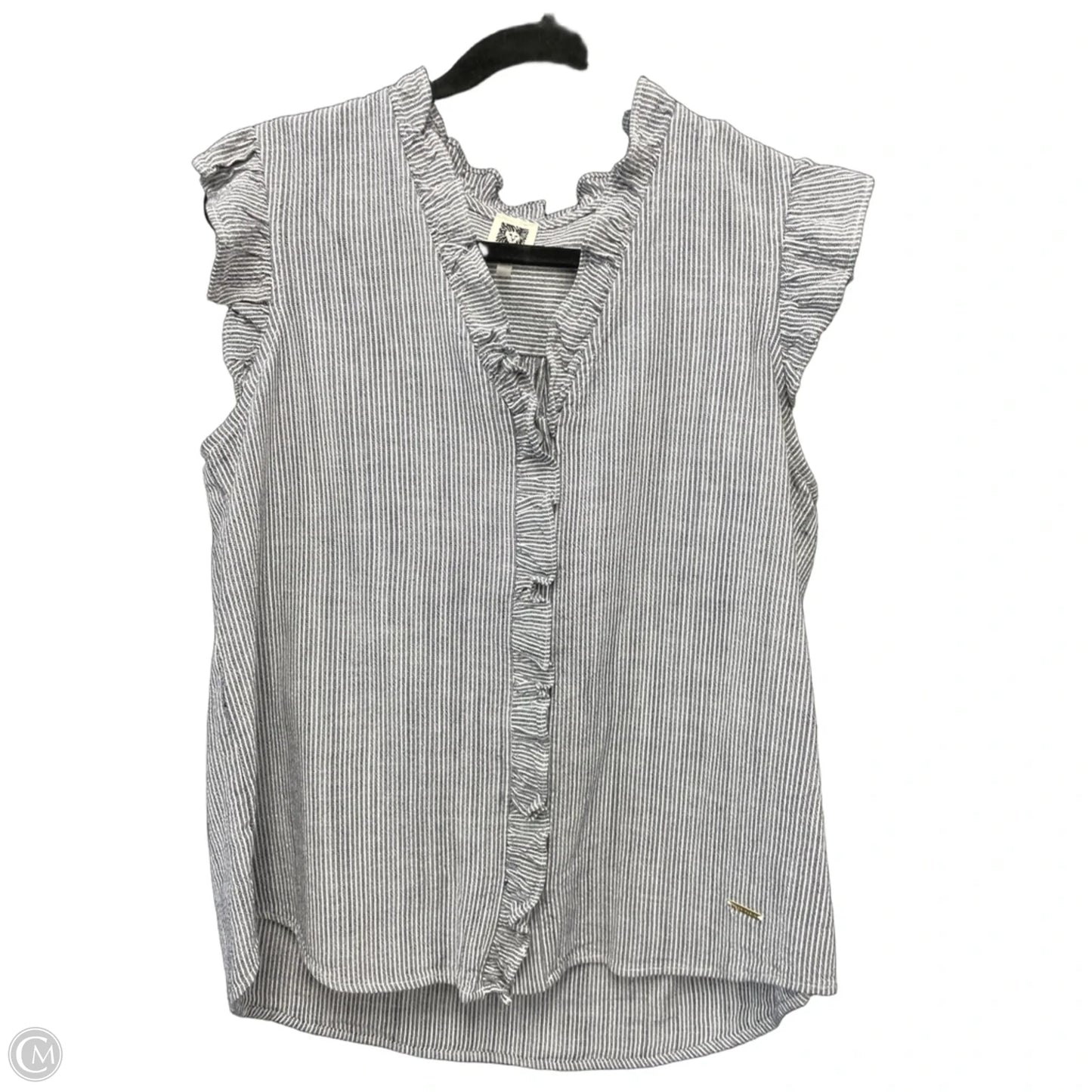 Blouse Sleeveless By Anne Klein In Grey & White, Size: S