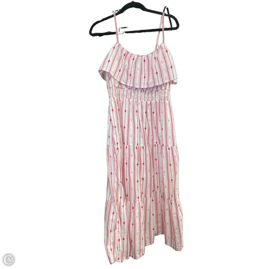 Dress Casual Midi By Loft In Red & White, Size: S