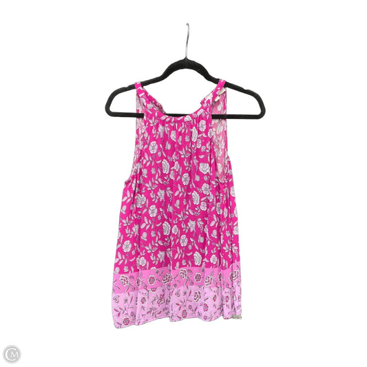 Blouse Sleeveless By Loft In Pink & White, Size: M