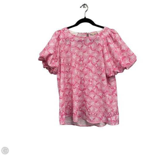 Blouse Short Sleeve By Jodifl In Pink & White, Size: M