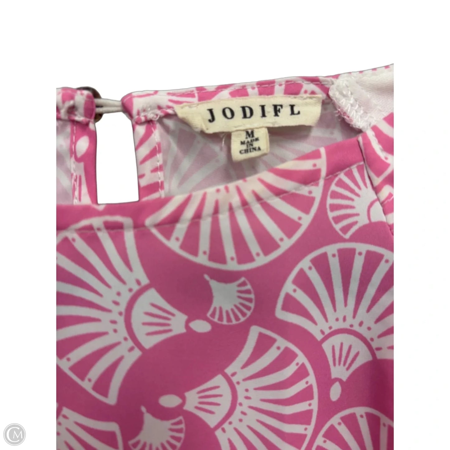 Blouse Short Sleeve By Jodifl In Pink & White, Size: M
