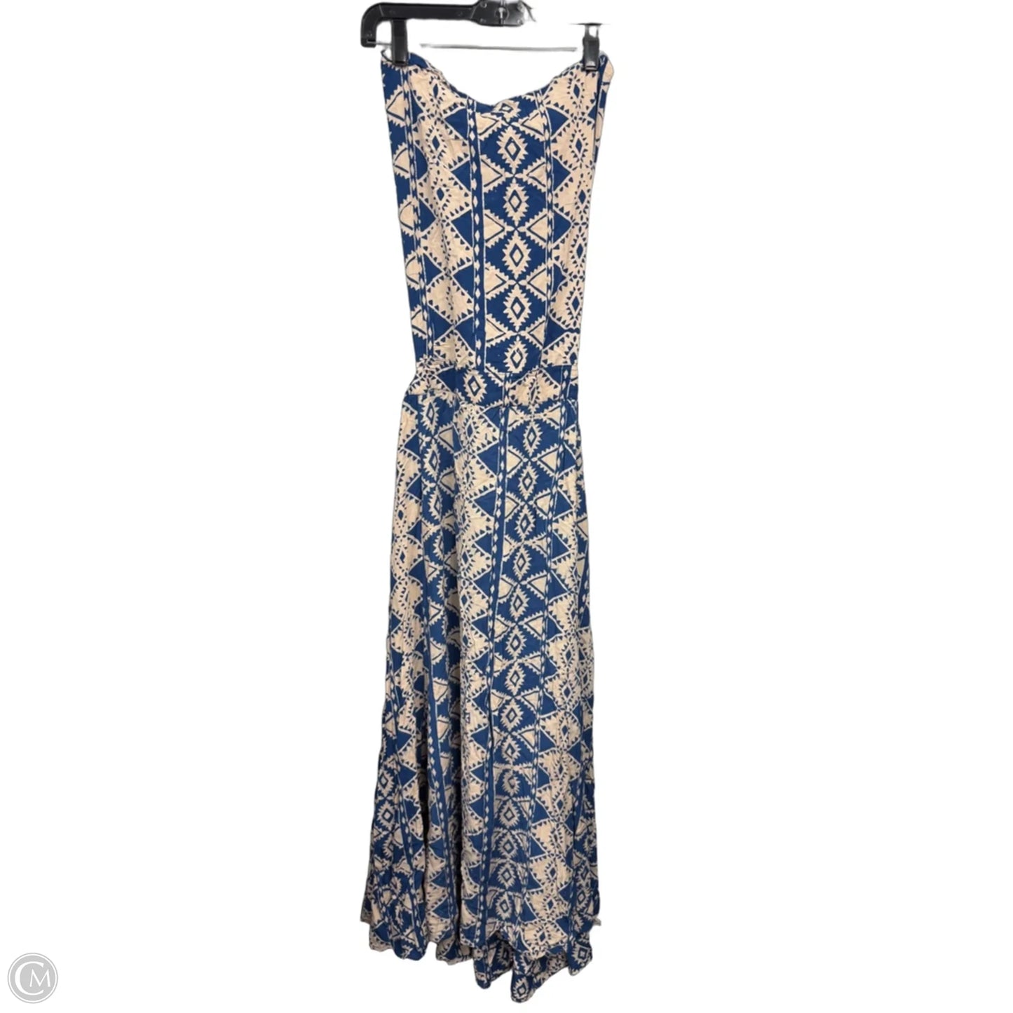Dress Casual Maxi By Clothes Mentor In Blue & Cream, Size: L