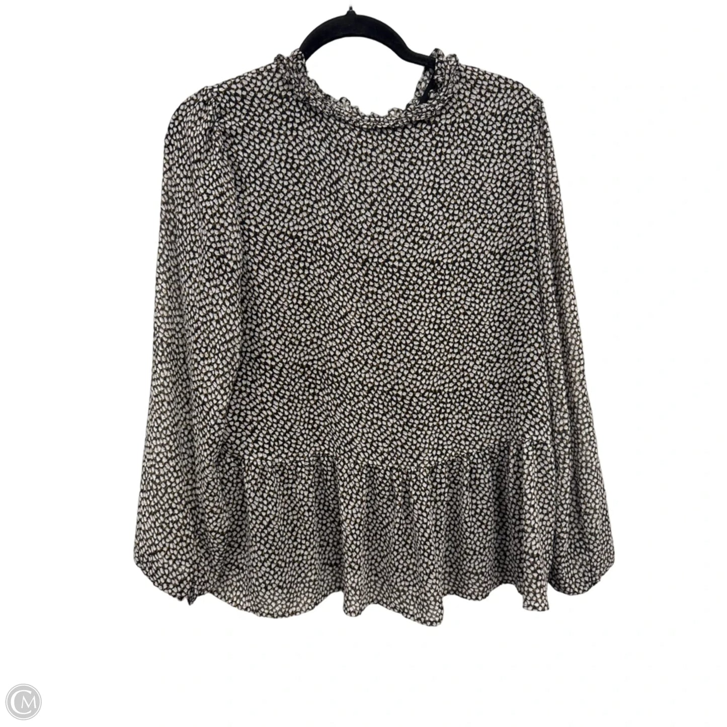 Blouse Long Sleeve By Loft In Black & Cream, Size: M