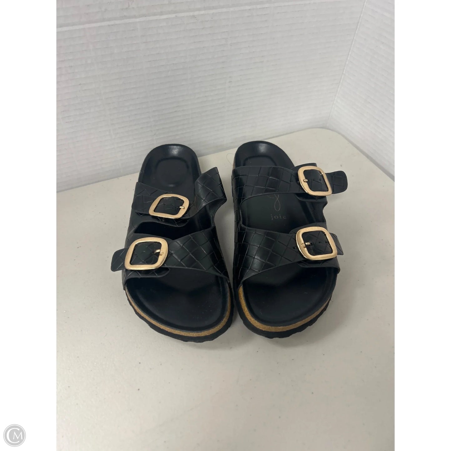 Sandals Flats By Joie In Black & Gold, Size: 9