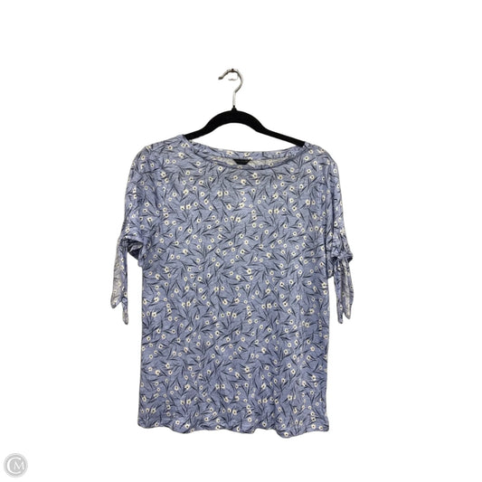 Top Short Sleeve By Ann Taylor In Blue & White, Size: M