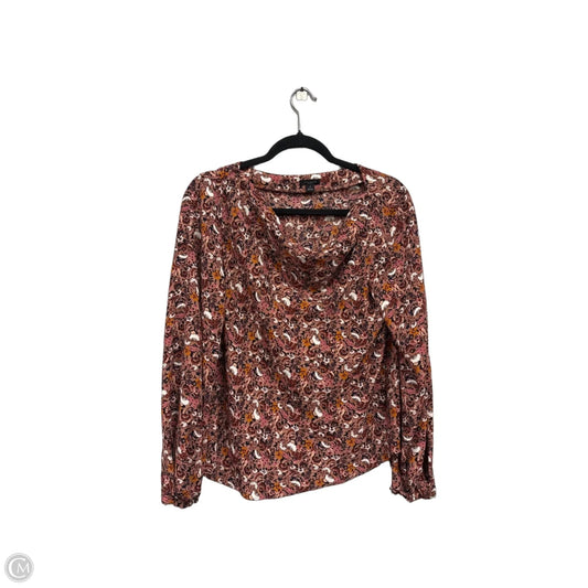 Blouse Long Sleeve By Ann Taylor In Brown & Pink, Size: M