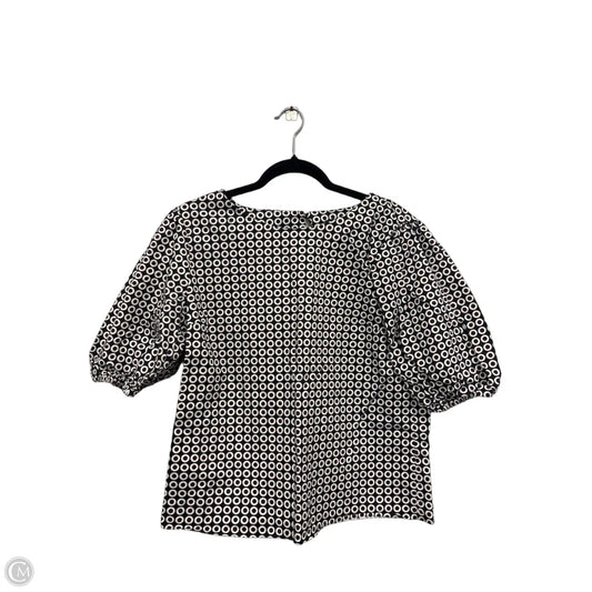 Blouse Short Sleeve By Ann Taylor In Black & White, Size: M