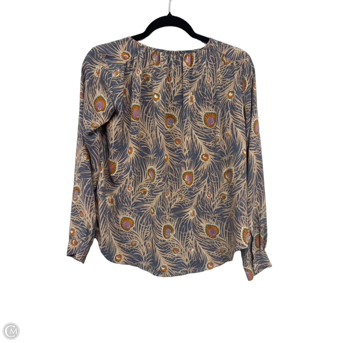 Blouse Long Sleeve By Loft In Blue & Cream, Size: Xsp