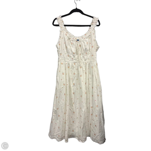Dress Casual Maxi By Old Navy In White & Yellow, Size: Xl