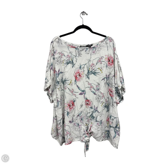 Blouse Short Sleeve By Buffalo David Bitton In Blue & White, Size: 2x