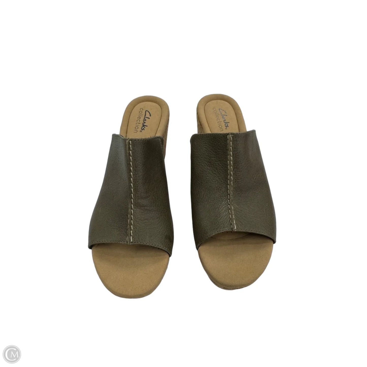 Sandals Heels Wedge By Clarks In Green, Size: 9