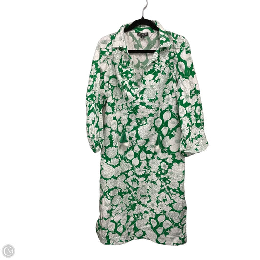 Dress Casual Midi By J. Crew In Green & White, Size: M